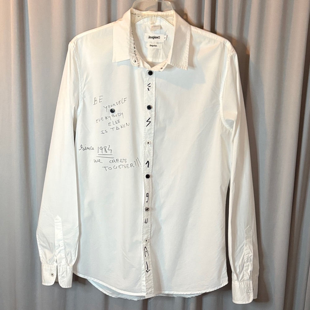 Desigual Men's Long Sleeve White Symbol Shirt
